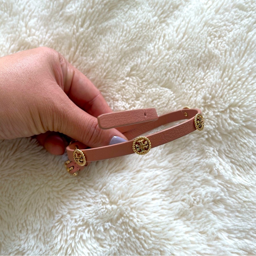 Tory Burch Wrap Leather Bracelet, Pink / Gold